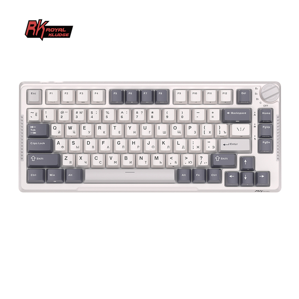 Компактная (75%) механическая клавиатура Royal Kludge RK-H81 - 3 типа подключения, 81 клавиша, Gasket Mount, White Night переключатели RK Sky Cyan
