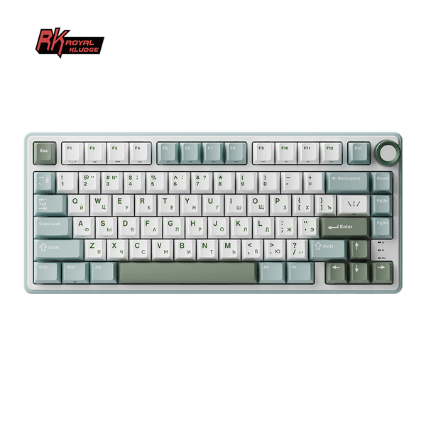 Компактная (75%) механическая клавиатура Royal Kludge R75 - проводная , 81 клавиша, Gasket Mount, Sky Cyan, переключатели RK Silver