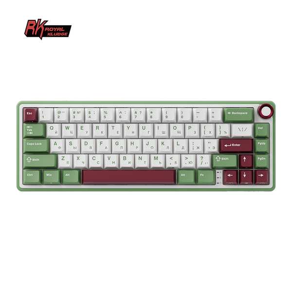Компактная (65%) механическая клавиатура Royal Kludge R65 - проводная , 66 клавиш, Gasket Mount, Green Sand, переключатели RK Brown