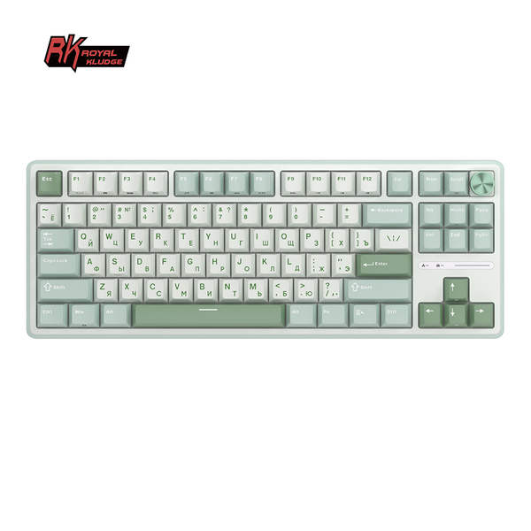 Классическая TKL (80%) механическая клавиатура Royal Kludge RK R87 Pro - проводная, 87 клавиш, Gasket Mount,  профиль PBT Cherry, цвет Sky Cyan, переключатели RK Brown