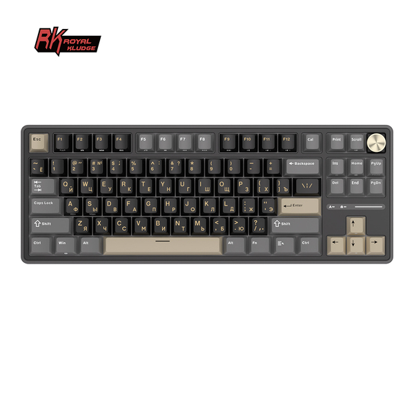 Классическая TKL (80%) механическая клавиатура Royal Kludge RK R87 Pro - проводная, 87 клавиш, Gasket Mount,  профиль PBT Cherry, цвет Phantom, переключатели RK Brown