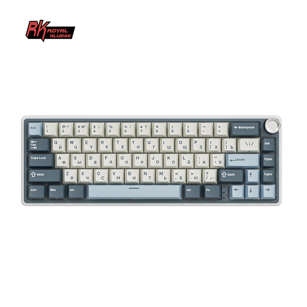 Компактная (65%) механическая клавиатура Royal Kludge R65 - проводная , 66 клавиш, Gasket Mount, цвет Moon, переключатели RK Cream