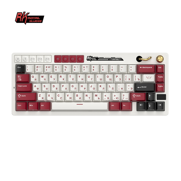 Компактная (65%) механическая клавиатура Royal Kludge RK M65 - 3 типа подключения, 66 клавиш, Gasket Mount,  профиль PBT Cherry, цвет Famicom, переключатели RK Beige