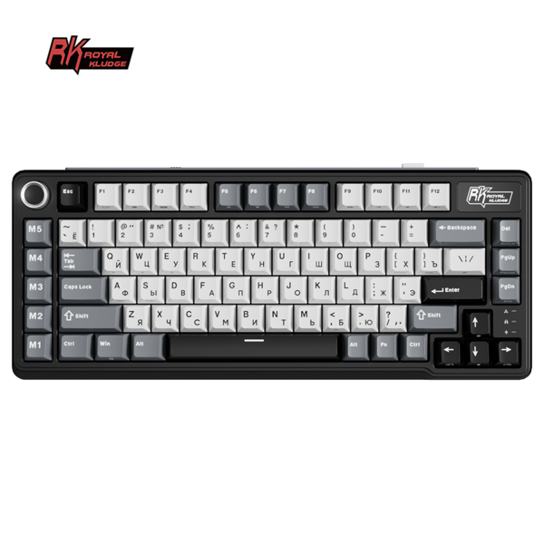 Компактная (75%) механическая клавиатура Royal Kludge RK L75 - 3 типа подключения, 85 клавиш, Gasket Mount,  профиль PBT Cherry, цвет Knight Black, переключатели RK Beige