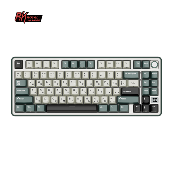 Компактная (75%) механическая клавиатура Royal Kludge RK X87 - проводная, 86 клавиш, Gasket Mount, профиль PBT Cherry, цвет Wasong Green, переключатели RK Creamy
