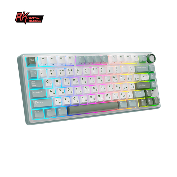 Компактная (75%) механическая клавиатура Royal Kludge R75 - проводная , 81 клавиша, Gasket Mount, Sky Cyan, переключатели RK Silver