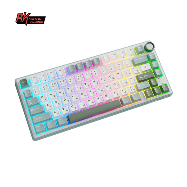 Компактная (75%) механическая клавиатура Royal Kludge R75 - проводная , 81 клавиша, Gasket Mount, Sky Cyan, переключатели RK Silver