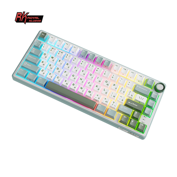 Компактная (75%) механическая клавиатура Royal Kludge R75 - проводная , 81 клавиша, Gasket Mount, Sky Cyan, переключатели RK Silver