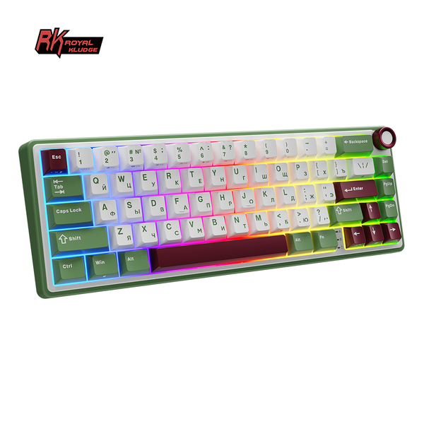 Компактная (65%) механическая клавиатура Royal Kludge R65 - проводная , 66 клавиш, Gasket Mount, Green Sand, переключатели RK Brown