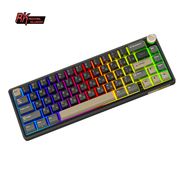 Компактная (65%) механическая клавиатура Royal Kludge R65 - проводная , 66 клавиш, Gasket Mount, Phantom, переключатели RK Brown