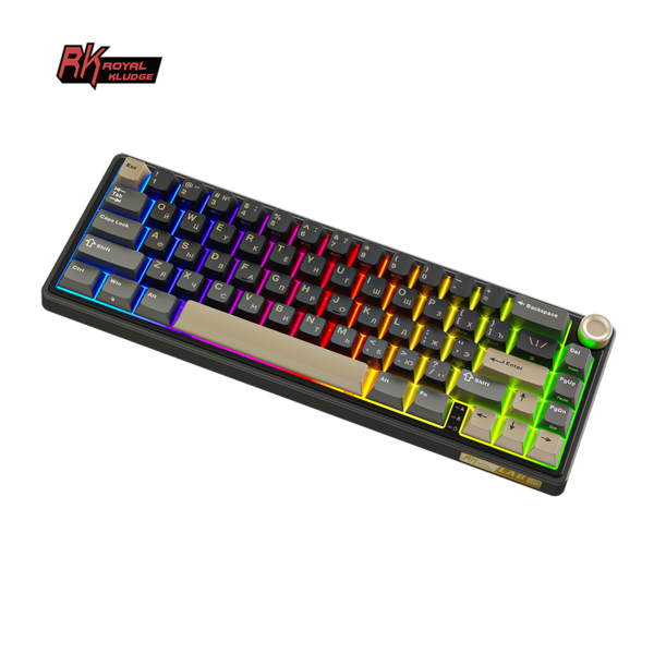 Компактная (65%) механическая клавиатура Royal Kludge R65 - проводная , 66 клавиш, Gasket Mount, Phantom, переключатели RK Brown