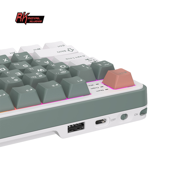 Полноразмерная (96%) механическая клавиатура Royal Kludge RK-S98 - 3 типа подключения, 98 клавиш, Top Mount, профиль PBT Cherry, цвет Camping, переключатели RK Brown