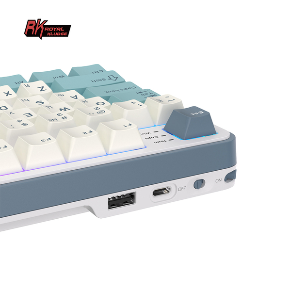 Полноразмерная (96%) механическая клавиатура Royal Kludge RK-S98 - 3 типа подключения, 98 клавиш, Top Mount, профиль PBT Cherry, цвет Light Cloud, переключатели RK Chartreuse