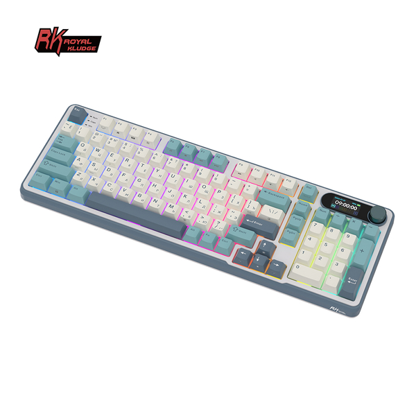Полноразмерная (96%) механическая клавиатура Royal Kludge RK-S98 - 3 типа подключения, 98 клавиш, Top Mount, профиль PBT Cherry, цвет Light Cloud, переключатели RK Brown