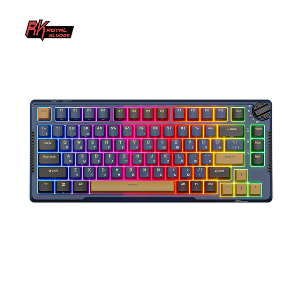 Компактная (75%) механическая клавиатура Royal Kludge RK-H81 - 3 типа подключения, 81 клавиша, Gasket Mount, Star Night, переключатели RK Sky Cyan