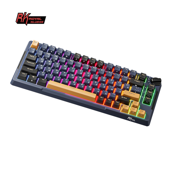 Компактная (75%) механическая клавиатура Royal Kludge RK-H81 - 3 типа подключения, 81 клавиша, Gasket Mount, Star Night, переключатели RK Sky Cyan