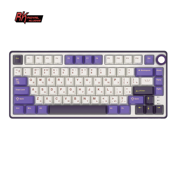 Компактная (75%) механическая клавиатура Royal Kludge R75 - проводная , 81 клавиша, Gasket Mount, Blackberry, переключатели RK Silver