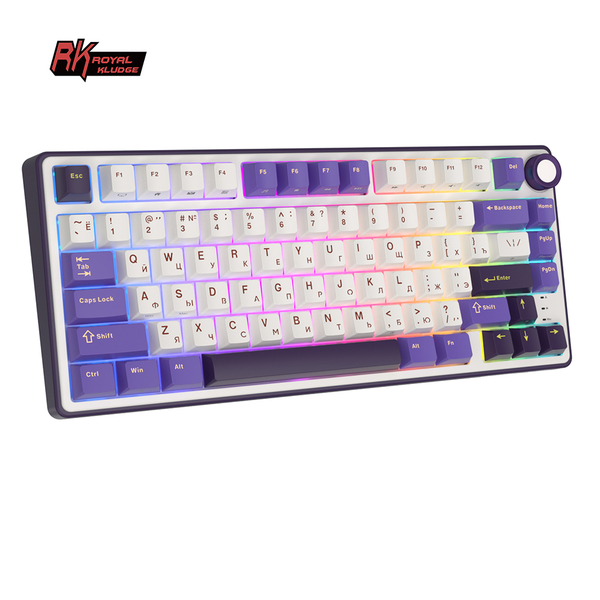 Компактная (75%) механическая клавиатура Royal Kludge R75 - проводная , 81 клавиша, Gasket Mount, Blackberry, переключатели RK Silver