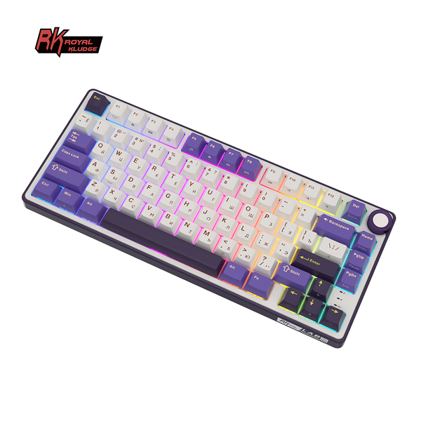 Компактная (75%) механическая клавиатура Royal Kludge R75 - проводная , 81 клавиша, Gasket Mount, Blackberry, переключатели RK Silver