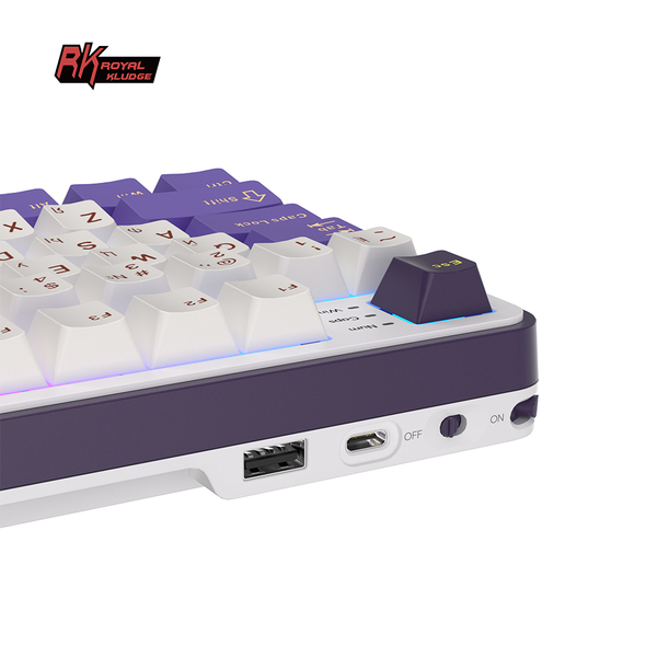 Полноразмерная (96%) механическая клавиатура Royal Kludge RK-S98 - 3 типа подключения, 98 клавиш, Top Mount, профиль PBT Cherry, цвет Blackberry, переключатели RK Chartreuse