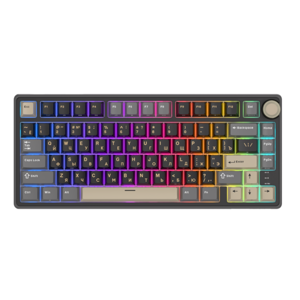 Компактная (75%) механическая клавиатура Royal Kludge R75 - проводная , 81 клавиша, Gasket Mount, Phantom, переключатели K Silver