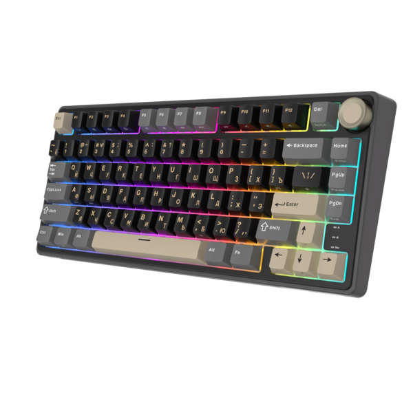 Компактная (75%) механическая клавиатура Royal Kludge R75 - проводная , 81 клавиша, Gasket Mount, Phantom, переключатели K Silver