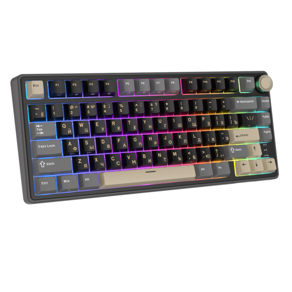 Компактная (75%) механическая клавиатура Royal Kludge R75 - проводная , 81 клавиша, Gasket Mount, Phantom, переключатели K Silver