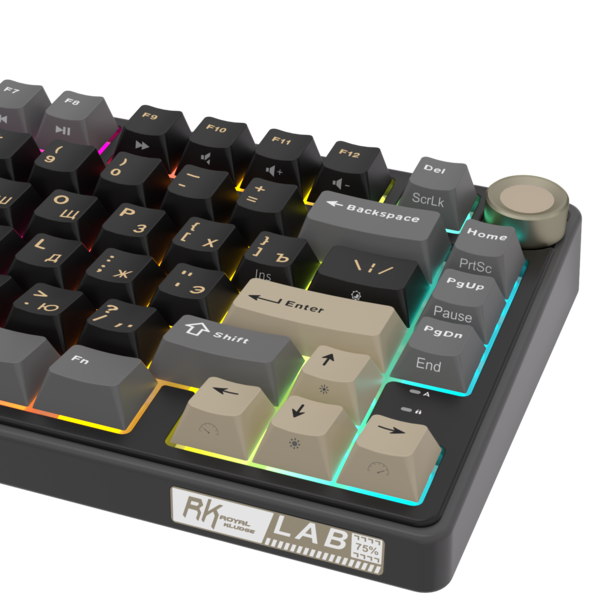 Компактная (75%) механическая клавиатура Royal Kludge R75 - проводная , 81 клавиша, Gasket Mount, Phantom, переключатели K Silver