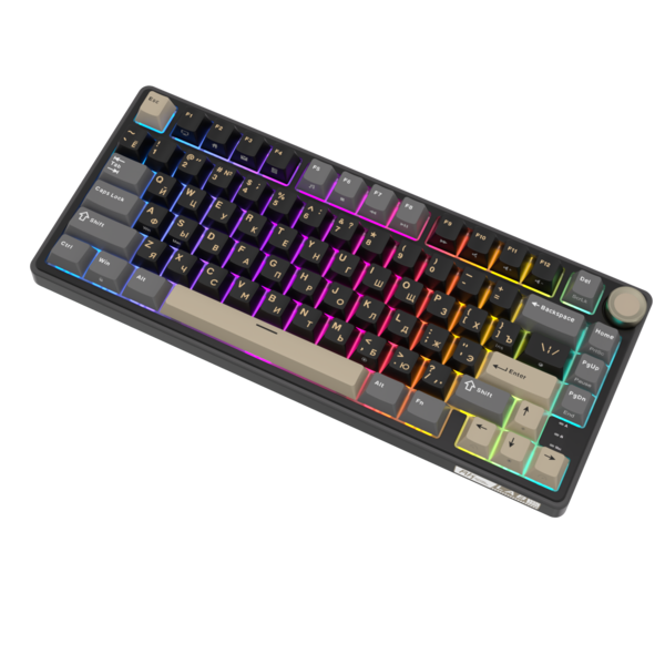 Компактная (75%) механическая клавиатура Royal Kludge R75 - проводная , 81 клавиша, Gasket Mount, Phantom, переключатели K Silver