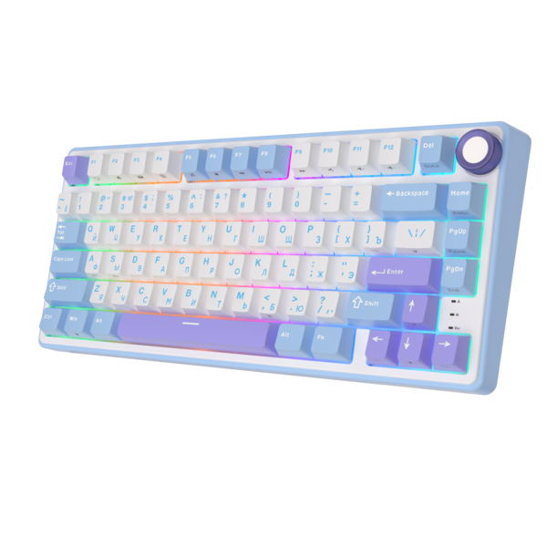 Компактная (75%) механическая клавиатура Royal Kludge R75 - проводная , 81 клавиша, Gasket Mount, Taro Milk, переключатели K Silver