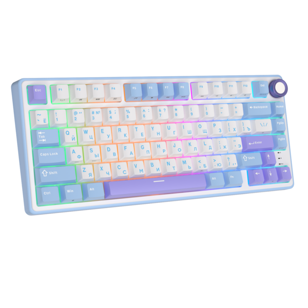 Компактная (75%) механическая клавиатура Royal Kludge R75 - проводная , 81 клавиша, Gasket Mount, Taro Milk, переключатели K Silver