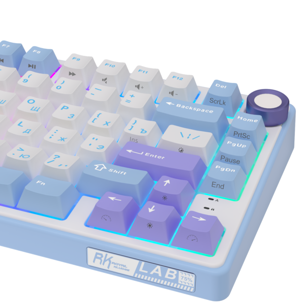 Компактная (75%) механическая клавиатура Royal Kludge R75 - проводная , 81 клавиша, Gasket Mount, Taro Milk, переключатели K Silver