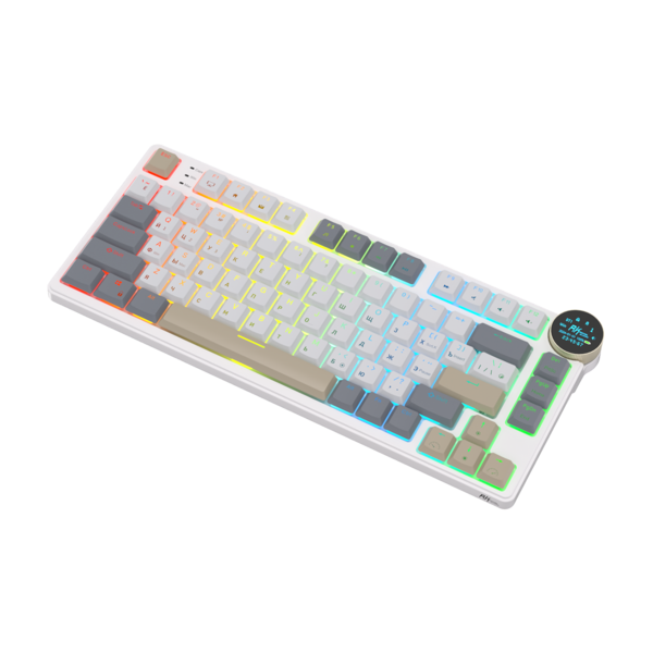 Компактная (75%) низкопрофильная механическая клавиатура Royal Kludge RK N80 - 3 типа подключения, 80 клавиш, Top Mount, цвет Pearly Dawn, переключатели RK Red