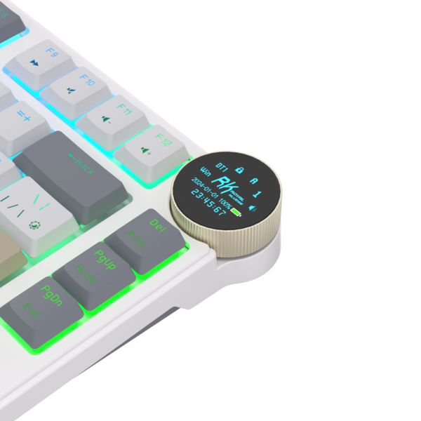 Компактная (75%) низкопрофильная механическая клавиатура Royal Kludge RK N80 - 3 типа подключения, 80 клавиш, Top Mount, цвет Pearly Dawn, переключатели RK Red