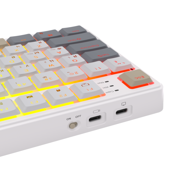 Компактная (75%) низкопрофильная механическая клавиатура Royal Kludge RK N80 - 3 типа подключения, 80 клавиш, Top Mount, цвет Pearly Dawn, переключатели RK Red