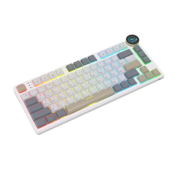 Компактная (75%) низкопрофильная механическая клавиатура Royal Kludge RK N80 - 3 типа подключения, 80 клавиш, Top Mount, цвет Pearly Dawn, переключатели RK Brown
