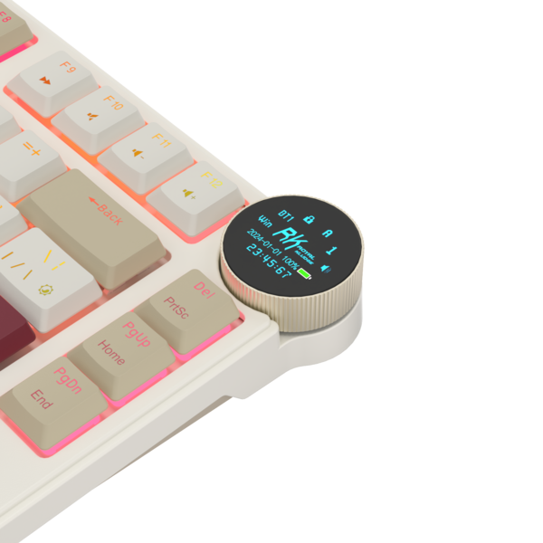 Компактная (75%) низкопрофильная механическая клавиатура Royal Kludge RK N80 - 3 типа подключения, 80 клавиш, Top Mount, цвет Rosy Clouds, переключатели RK Red