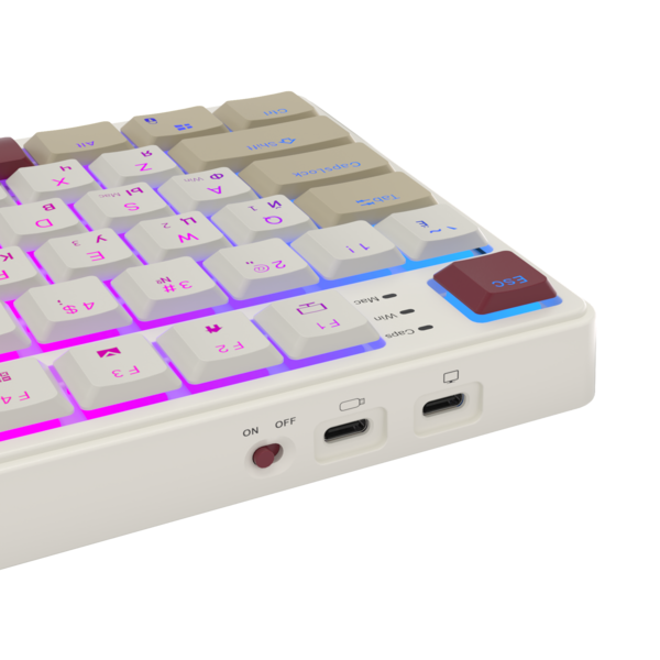 Компактная (75%) низкопрофильная механическая клавиатура Royal Kludge RK N80 - 3 типа подключения, 80 клавиш, Top Mount, цвет Rosy Clouds, переключатели RK Brown