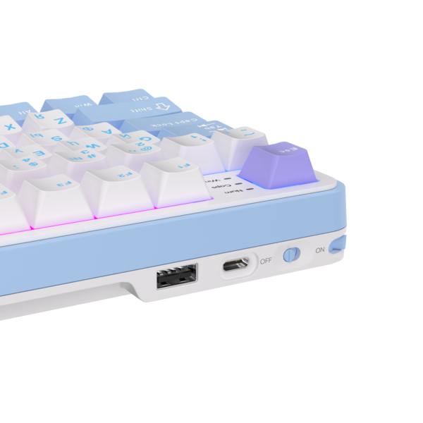 Полноразмерная (96%) механическая клавиатура Royal Kludge RK-S98 - 3 типа подключения, 98 клавиш, Top Mount, профиль PBT Cherry, цвет Taro Milk, переключатели RK Brown