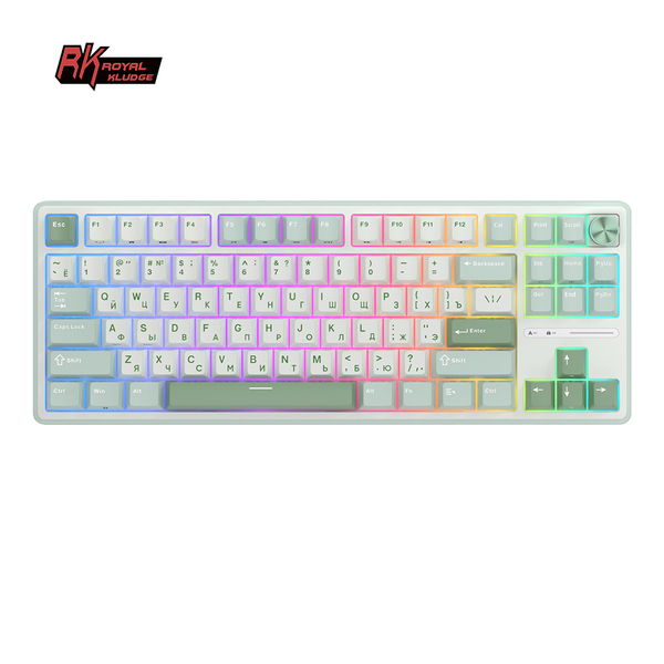 Классическая TKL (80%) механическая клавиатура Royal Kludge RK R87 Pro - проводная, 87 клавиш, Gasket Mount,  профиль PBT Cherry, цвет Sky Cyan, переключатели RK Cream