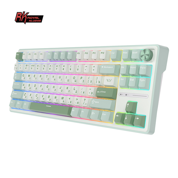 Классическая TKL (80%) механическая клавиатура Royal Kludge RK R87 Pro - проводная, 87 клавиш, Gasket Mount,  профиль PBT Cherry, цвет Sky Cyan, переключатели RK Cream