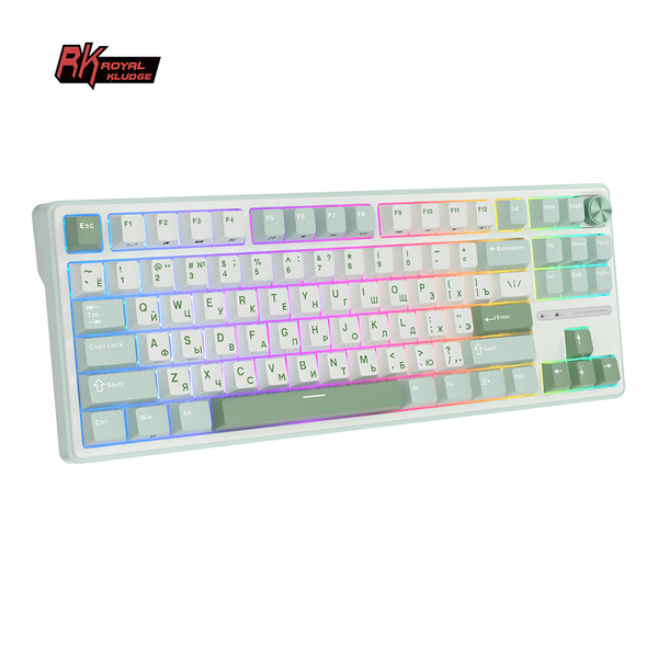 Классическая TKL (80%) механическая клавиатура Royal Kludge RK R87 Pro - проводная, 87 клавиш, Gasket Mount,  профиль PBT Cherry, цвет Sky Cyan, переключатели RK Cream