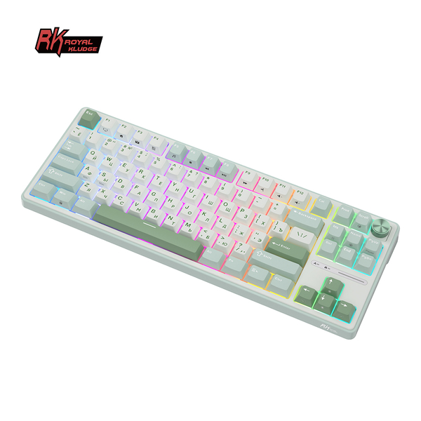 Классическая TKL (80%) механическая клавиатура Royal Kludge RK R87 Pro - проводная, 87 клавиш, Gasket Mount,  профиль PBT Cherry, цвет Sky Cyan, переключатели RK Cream