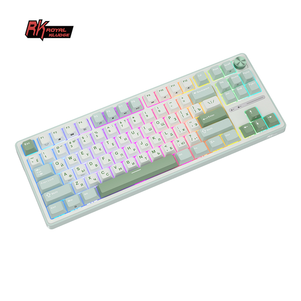 Классическая TKL (80%) механическая клавиатура Royal Kludge RK R87 Pro - проводная, 87 клавиш, Gasket Mount,  профиль PBT Cherry, цвет Sky Cyan, переключатели RK Brown