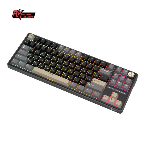 Классическая TKL (80%) механическая клавиатура Royal Kludge RK R87 Pro - проводная, 87 клавиш, Gasket Mount,  профиль PBT Cherry, цвет Phantom, переключатели RK Cream
