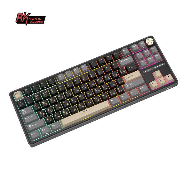 Классическая TKL (80%) механическая клавиатура Royal Kludge RK R87 Pro - проводная, 87 клавиш, Gasket Mount,  профиль PBT Cherry, цвет Phantom, переключатели RK Cream