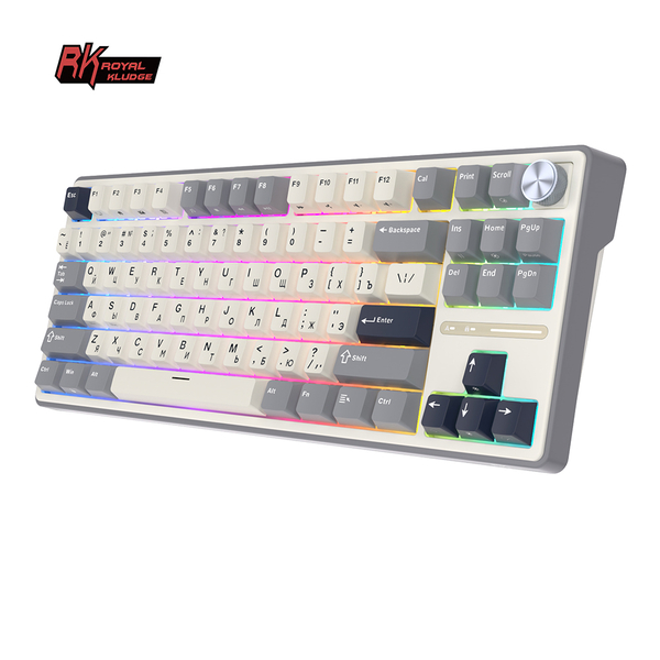 Классическая TKL (80%) механическая клавиатура Royal Kludge RK R87 Pro - проводная, 87 клавиш, Gasket Mount,  профиль PBT Cherry, цвет Half Grey, переключатели RK Brown