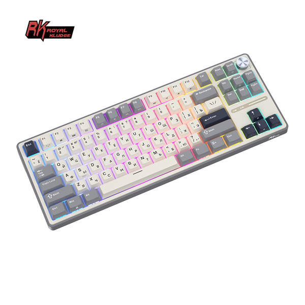 Классическая TKL (80%) механическая клавиатура Royal Kludge RK R87 Pro - проводная, 87 клавиш, Gasket Mount,  профиль PBT Cherry, цвет Half Grey, переключатели RK Brown