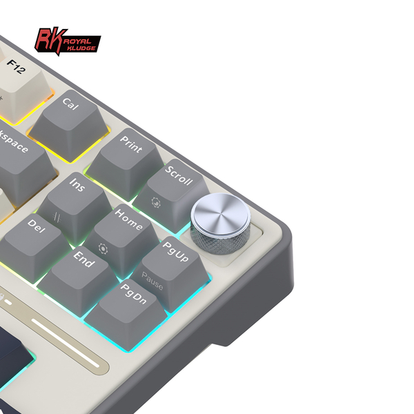 Классическая TKL (80%) механическая клавиатура Royal Kludge RK R87 Pro - проводная, 87 клавиш, Gasket Mount,  профиль PBT Cherry, цвет Half Grey, переключатели RK Brown