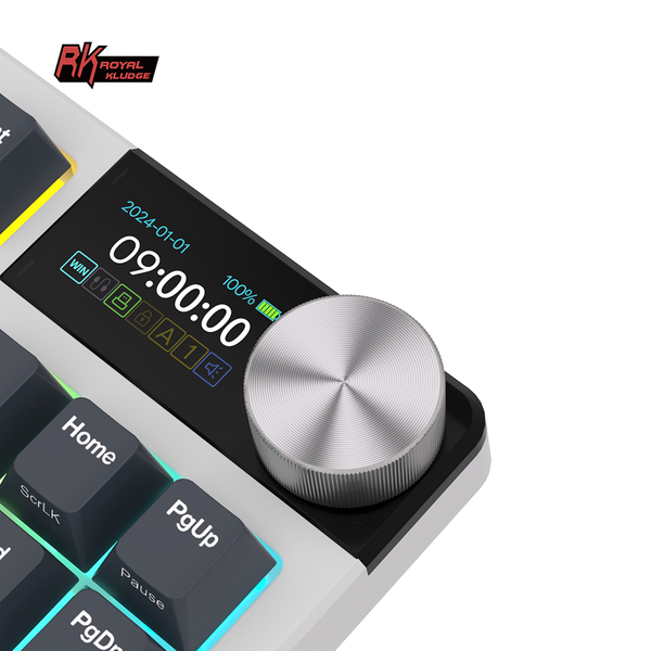 Классическая TKL (80%) механическая клавиатура Royal Kludge RK S85 - 3 типа подключения, 85 клавиш, Gasket Mount,  профиль PBT Cherry, цвет White Night, переключатели RK Beige